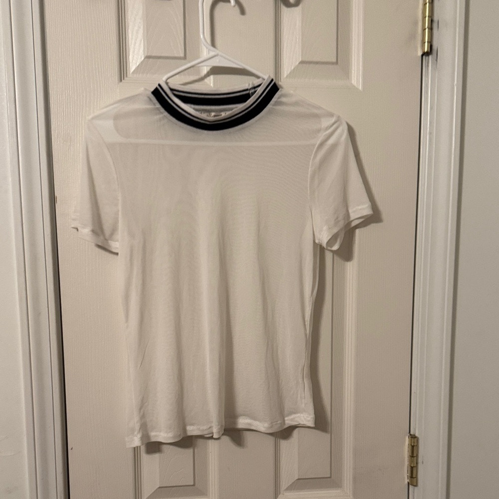 Ultra Flirt White Mesh Short Sleeve Tee with Black Trim